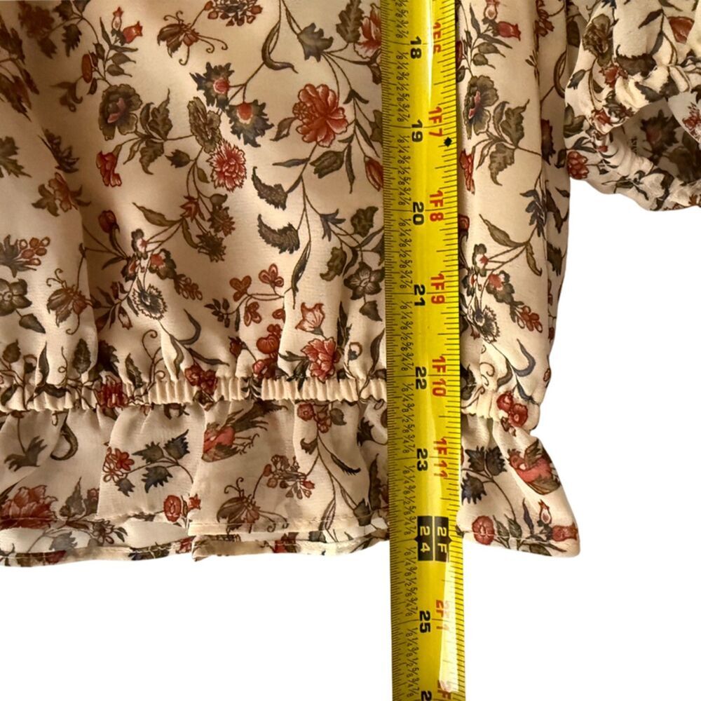 Max Studio Cream Floral Cold Shoulder Boho Women's Top Size M - Picture 10 of 10